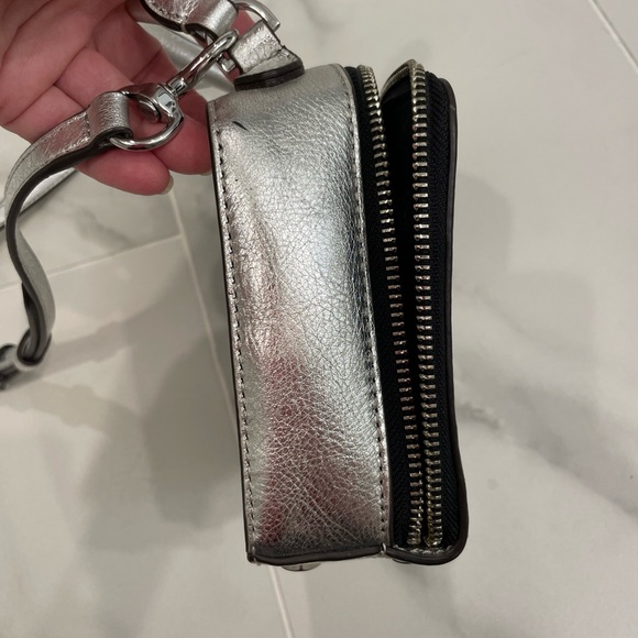 Rebecca Minkoff Silver Leather Crossbody Handbag / Mini Satchel - Picture 6 of 9
